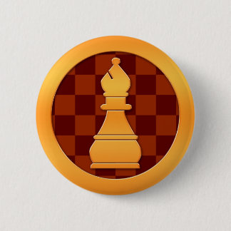 Badge Rond 5 Cm Pièce d'échecs d'évêque d'or