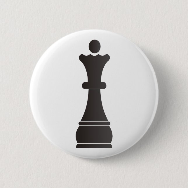 Badge Rond 5 Cm Pièce d'échecs noire de reine (Devant)