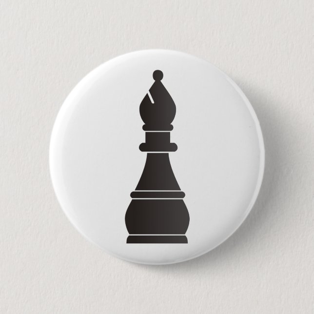 Badge Rond 5 Cm Pièce d'échecs noire d'évêque (Devant)