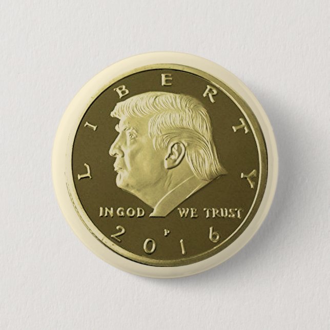 Badge Rond 5 Cm Pièce Donald Trump Double Aigle or (Devant)