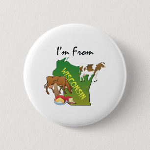 Badge Rond 5 Cm PIÈCE EN T je suis du Wisconsin