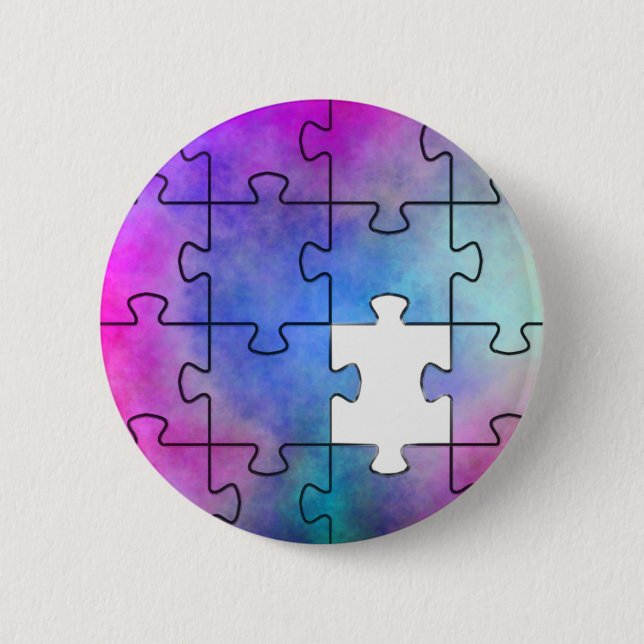 Badge Rond 5 Cm Pièce manquante de l'autisme - Épingle (Devant)