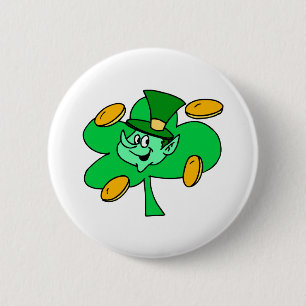 Badge Rond 5 Cm Pièces d'or Leprechaun