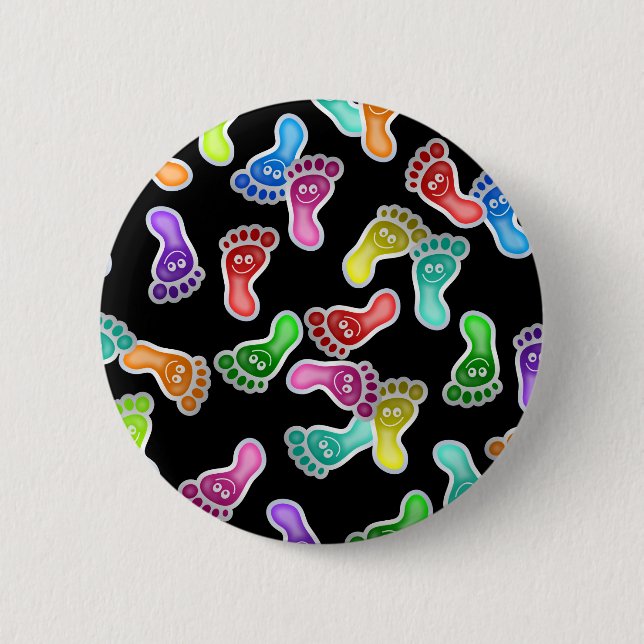 Badge Rond 5 Cm Pieds heureux de papier peint (Devant)