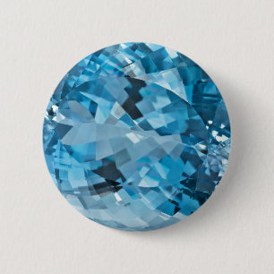Badge Rond 5 Cm Pierre blanche bleu clair Aquamarine mars Pierre b