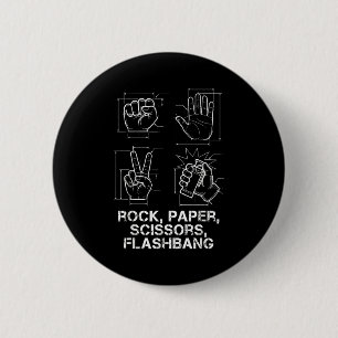 Badge Rond 5 Cm Pierre feuille ciseaux flashbang drôle gamer mème 