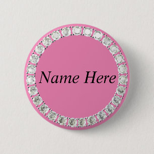 Badge Rond 5 Cm Pierres de rhinocéros personnalisables rose