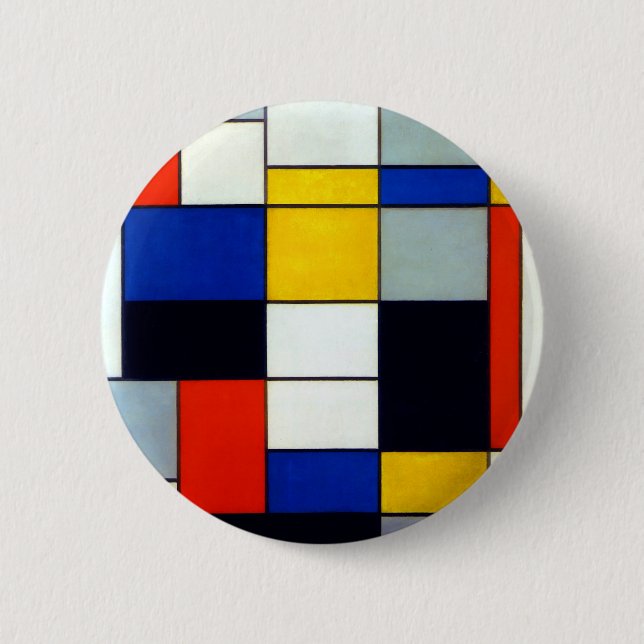 Badge Rond 5 Cm Piet Mondrian Composition A (Devant)