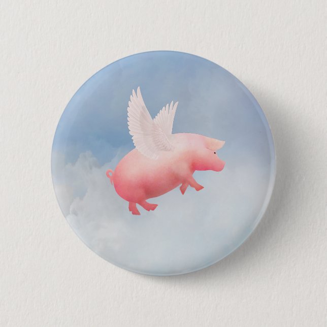 Badge Rond 5 Cm Pig volant (Devant)