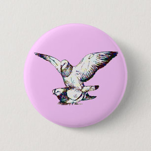 Badge Rond 5 Cm Pigeons Mating