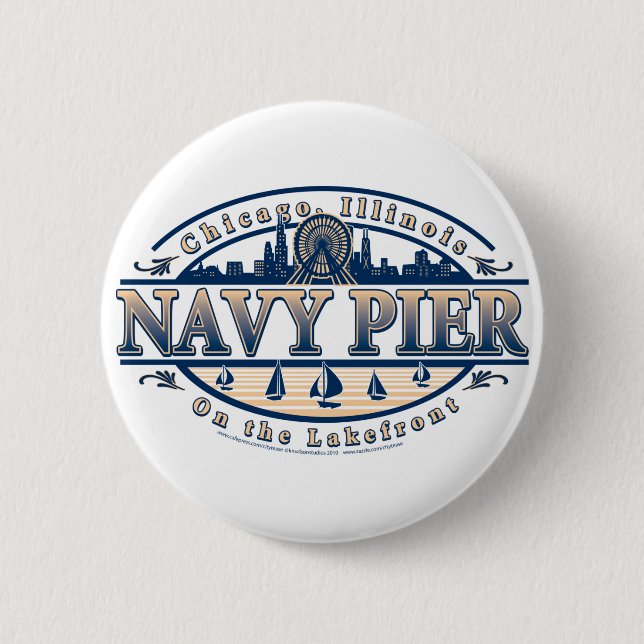 Badge Rond 5 Cm Pilier Chicago de marine (Devant)
