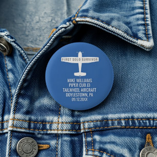 Badge Rond 5 Cm Pilote Étudiant Premier Solo Avion Drôle Personnal