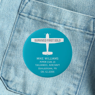 Badge Rond 5 Cm Pilote Étudiant Premier Solo Avion Drôle Personnal