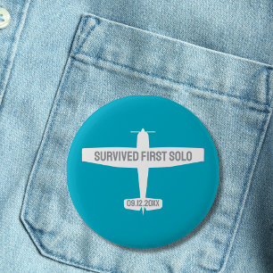 Badge Rond 5 Cm Pilote Étudiant Premier Solo Avion Humour Aviation