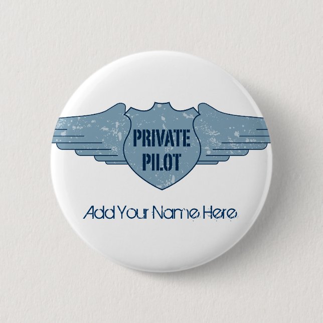 Badge Rond 5 Cm Pilote privé Blue Wings (Devant)