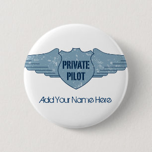 Badge Rond 5 Cm Pilote privé Blue Wings
