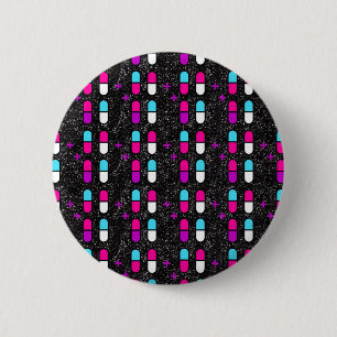 Badge Rond 5 Cm pilules de parties scintillant rose