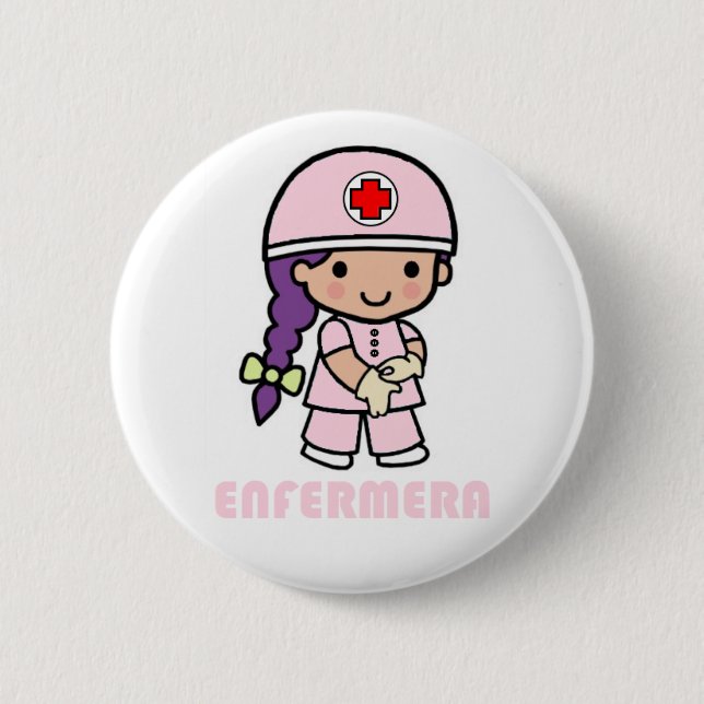 Badge Rond 5 Cm Pin avec dessin d'infirmier (Devant)