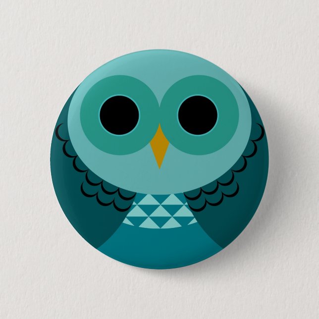 Badge Rond 5 Cm Pin bleu de hibou (Devant)