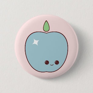 Badge Rond 5 Cm Pin bleu heureux d'Apple
