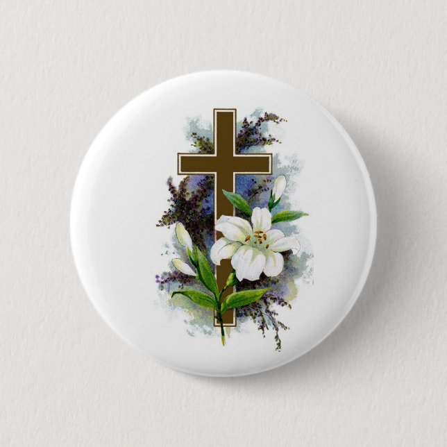 Badge Rond 5 Cm Pin chrétien de la croix 2 (Devant)