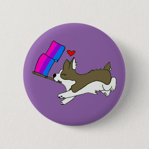 Badge Rond 5 Cm Pin de corgi de fierté de Bi