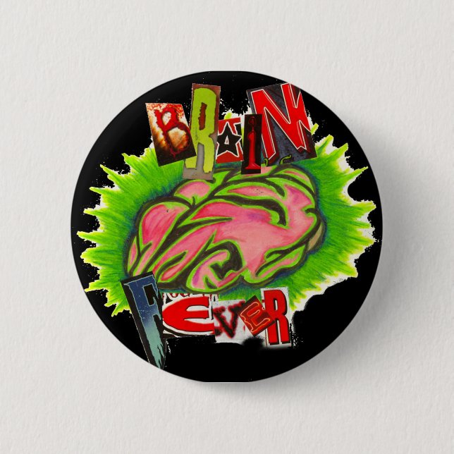 Badge Rond 5 Cm Pin de fièvre de cerveau (Devant)