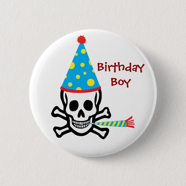Badge Rond 5 Cm Pin de garçon d'anniversaire de crâne (Devant)