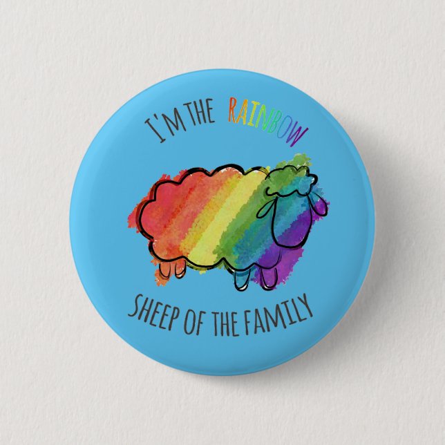 Badge Rond 5 Cm Pin de moutons d'arc-en-ciel (Devant)
