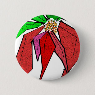 Badge Rond 5 Cm Pin de Poinsetta