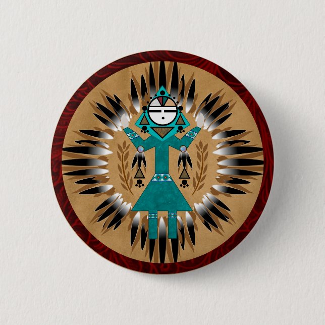 Badge Rond 5 Cm Pin d'esprit de Natif américain (Devant)