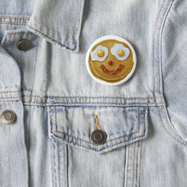 Badge Rond 5 Cm Pin heureux de crêpe (En situation)