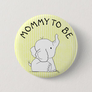 Badge Rond 5 Cm Pin jaune de baby shower d'éléphant
