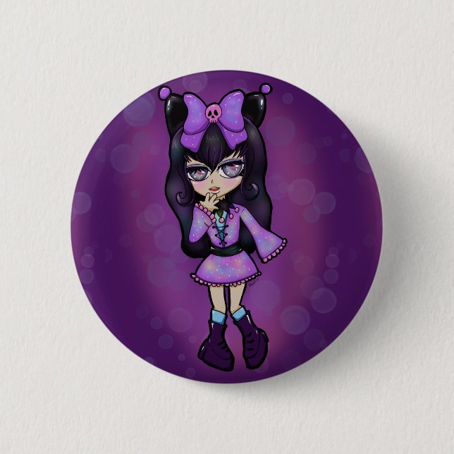 Badge Rond 5 Cm Pin Kuromi Chibi (Devant)