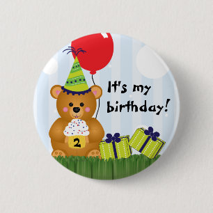 Badge Rond 5 Cm Pin mignon personnalisable d'anniversaire d'ours