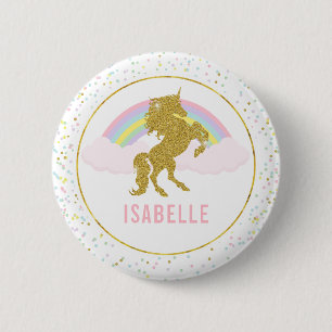 Badge Rond 5 Cm Pin nommé de partie de licorne d'arc-en-ciel