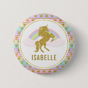 Badge Rond 5 Cm Pin nommé de partie de licorne d'arc-en-ciel