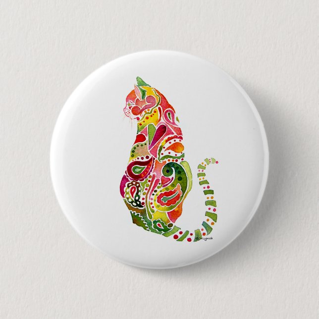 Badge Rond 5 Cm Pin rond de chat de Paisley (Devant)