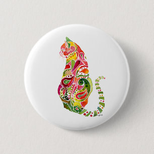 Badge Rond 5 Cm Pin rond de chat de Paisley