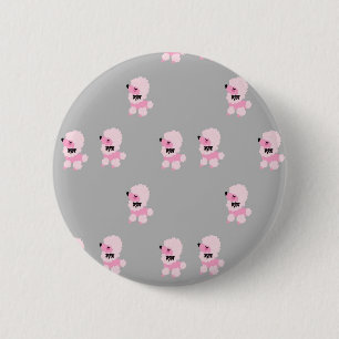 Badge Rond 5 Cm Pin rose de bouton de caniches