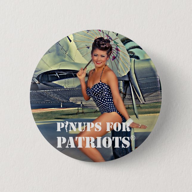 Badge Rond 5 Cm Pin-up pour des patriotes officiels (Devant)