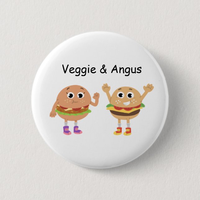 Badge Rond 5 Cm Pin végétarien et d'Angus (Devant)