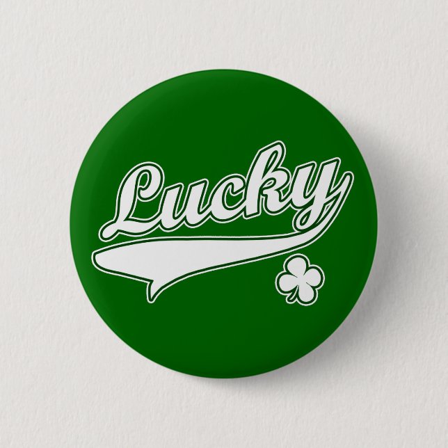 Badge Rond 5 Cm Pin vert chanceux de bouton (Devant)
