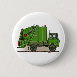 Badge Rond 5 Cm Pin vert de bouton de camion à ordures