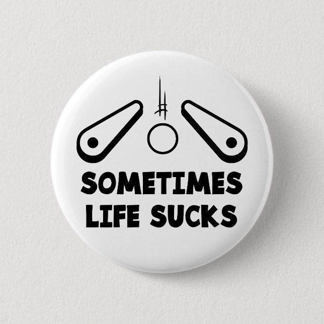 Badge Rond 5 Cm Pinball Life Sucre du texte noir (Devant)