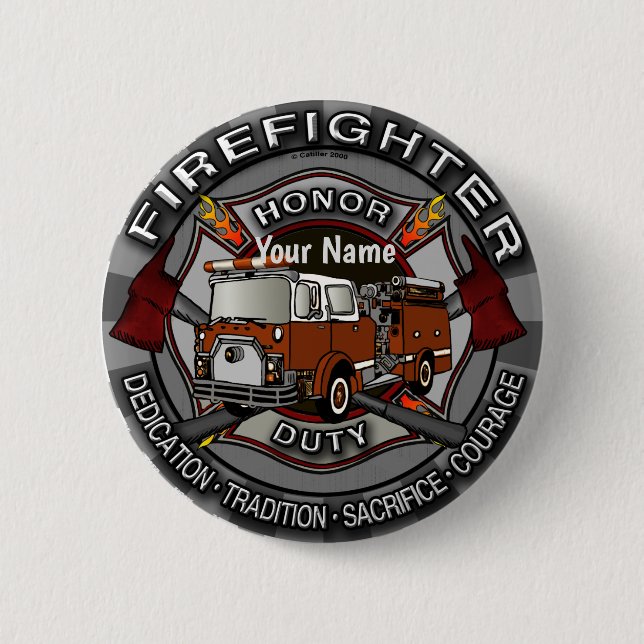 Badge Rond 5 Cm Pince d'honneur pompier (Devant)
