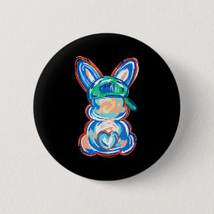 Badge Rond 5 Cm Pinceau de lapin de Pâques joyeuses Pâques femmes 