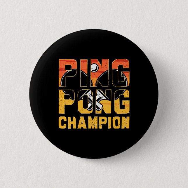 Badge Rond 5 Cm Ping Pong Champion Retro Tennis De Table (Devant)