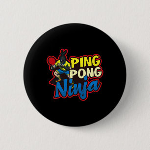 Badge Rond 5 Cm Ping Pong Ninja Design Table Tennis  