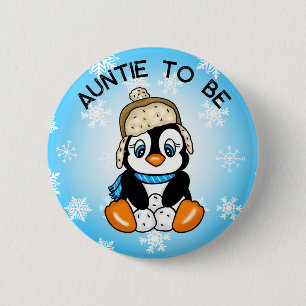 Badge Rond 5 Cm Pingouin bébé mignon   Tante À Être Baby shower